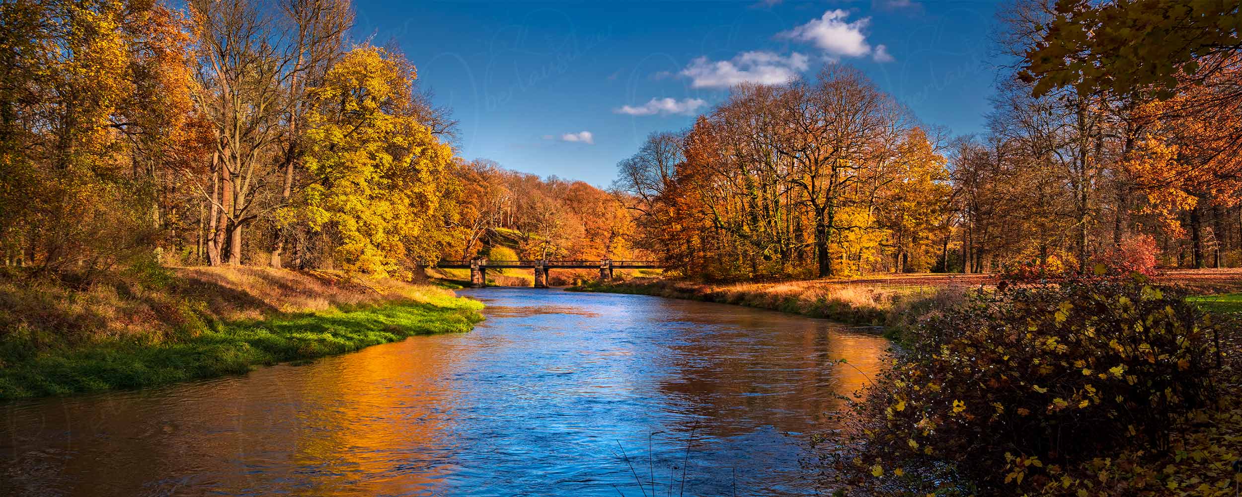 Die Neiße fließt ruhig durch den Fürst Pückler Park
