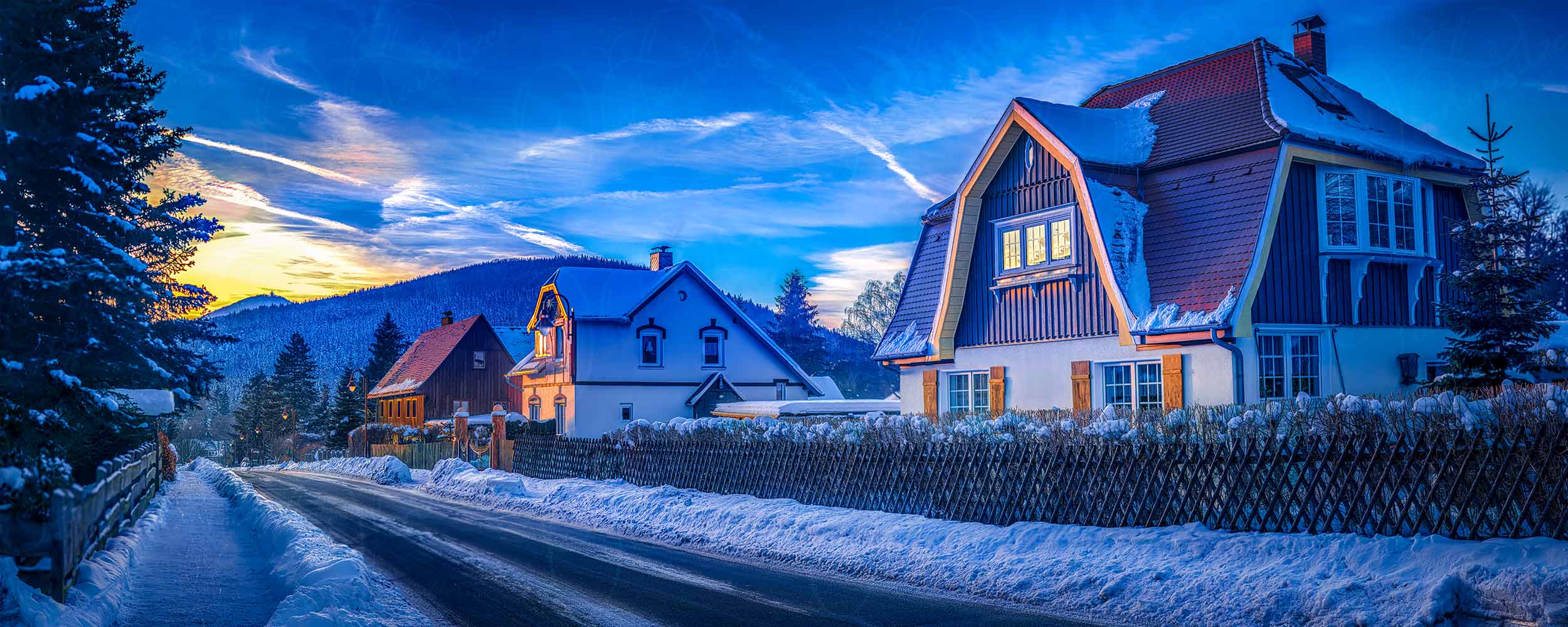 Jonsdorf - Winterlandschaft in der goldenen Abendsonne